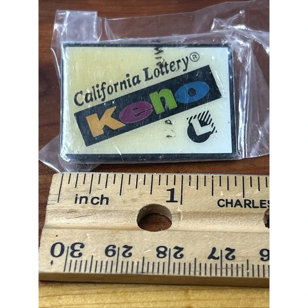 Vintage Old California Lottery State Lotto Vest Hat Jacket Lapel Pin Tack KENO